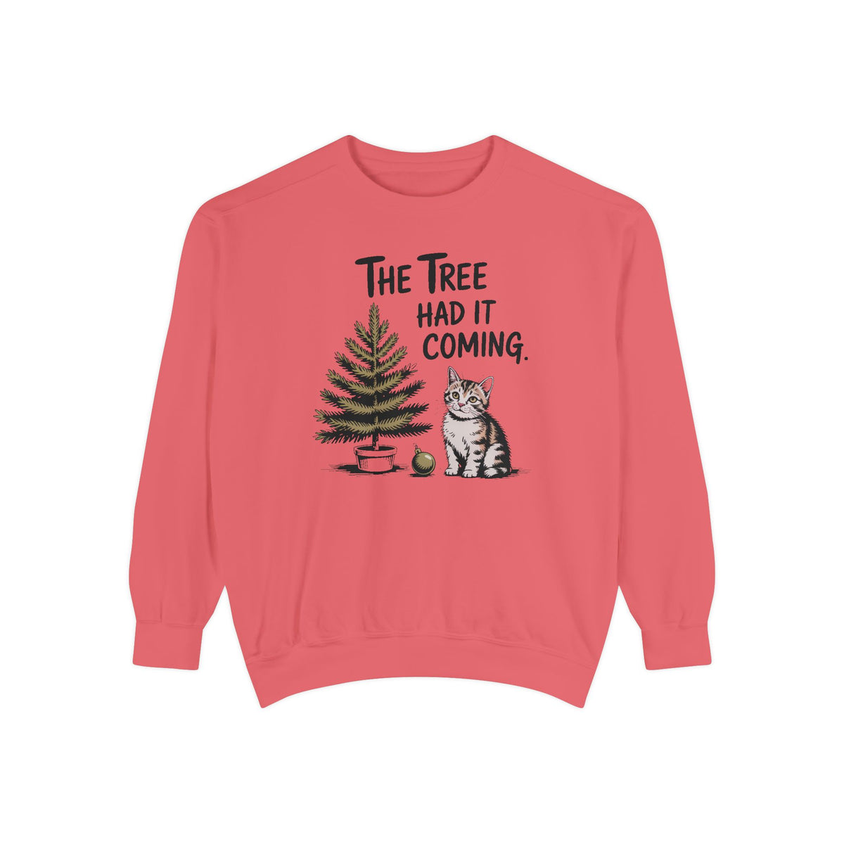 Cat Lover Sweatshirt, Funny Christmas Cat Gift, The Tree Had It Coming Crewneck, Cat Mom Christmas Sweater, Funny Holiday Gift For Cat Love…