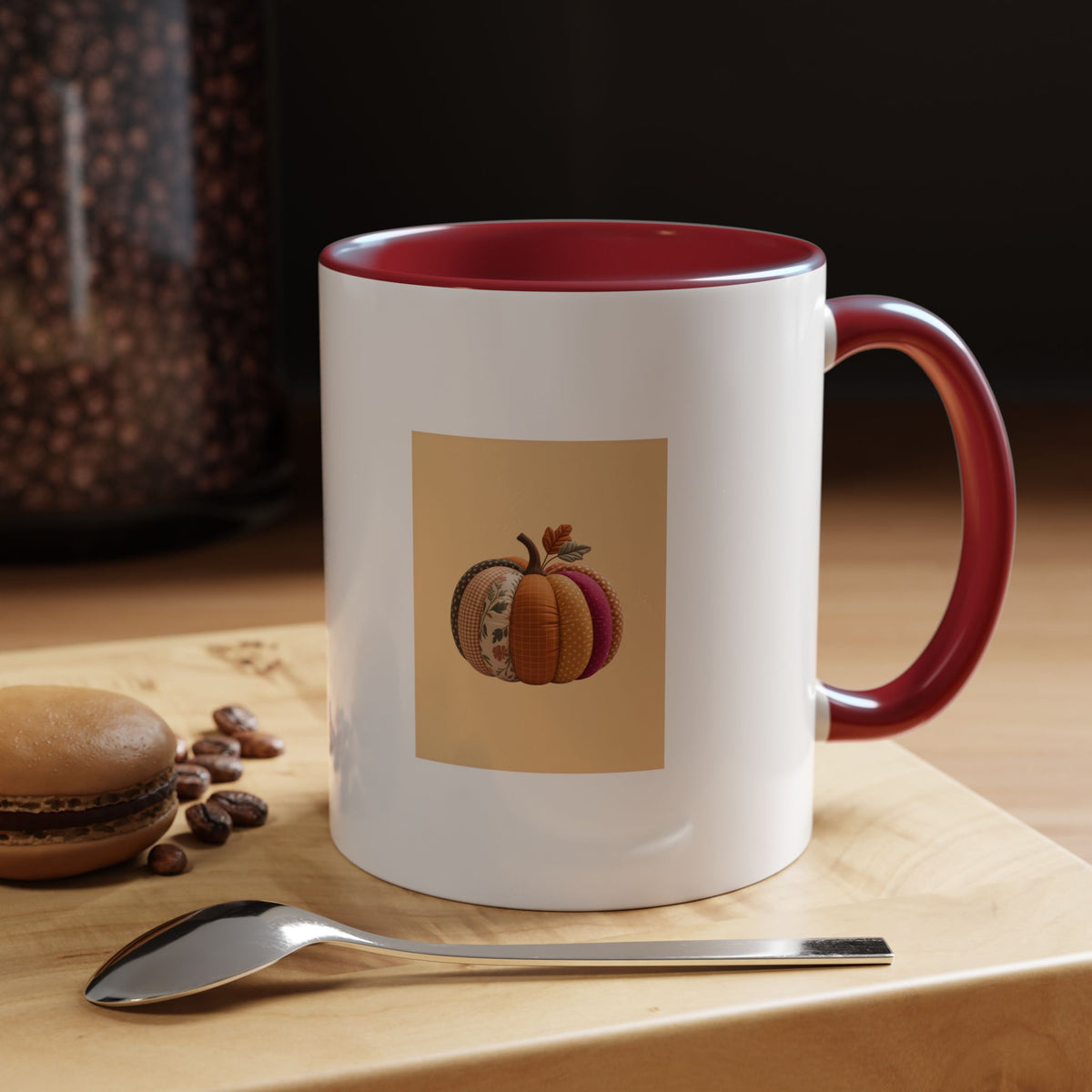 Patchwork Pumpkin Mug, Fall Halloween Coffee Cup, Quilted Pumpkin Ceramic Mug, Cottagecore Autumn Gift, Cozy Halloween Season Mug