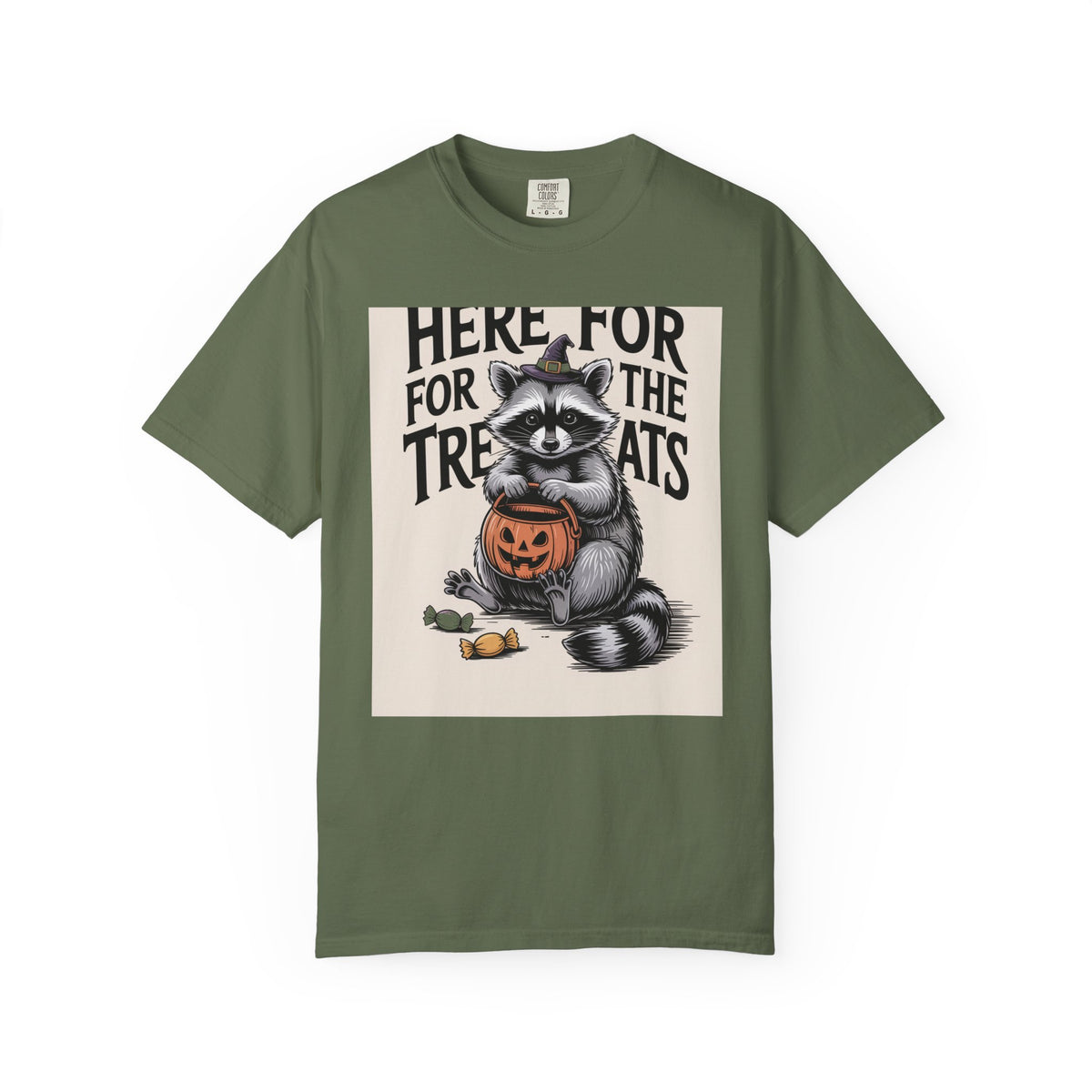 Here For The Treats Raccoon Shirt, Funny Halloween T-Shirt, Vintage Trick Or Treat Tee, Spooky Season Raccoon Gift