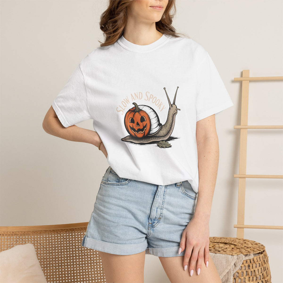 Slow And Spooky Snail Halloween Shirt, Vintage Pumpkin Snail T-Shirt, Cottagecore Halloween Tee, Funny Autumn Nature Gift