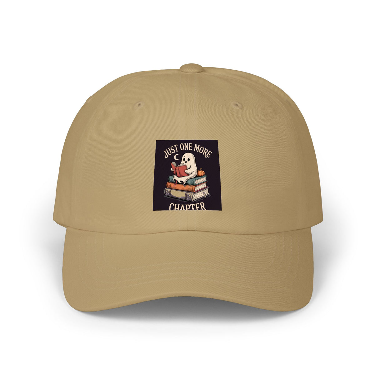 Just One More Chapter Ghost Dad Cap, Halloween Reading Hat, Bookish Ghost Embroidered Cap, Spooky Season Gift for Book Lovers