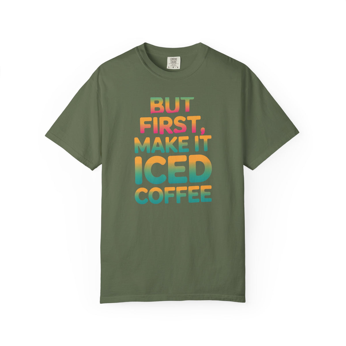 But First Make It Iced Coffee Shirt, Retro Gradient Coffee Lover Tee, Funny Iced Coffee Addict T-Shirt, Cute Summer Gift