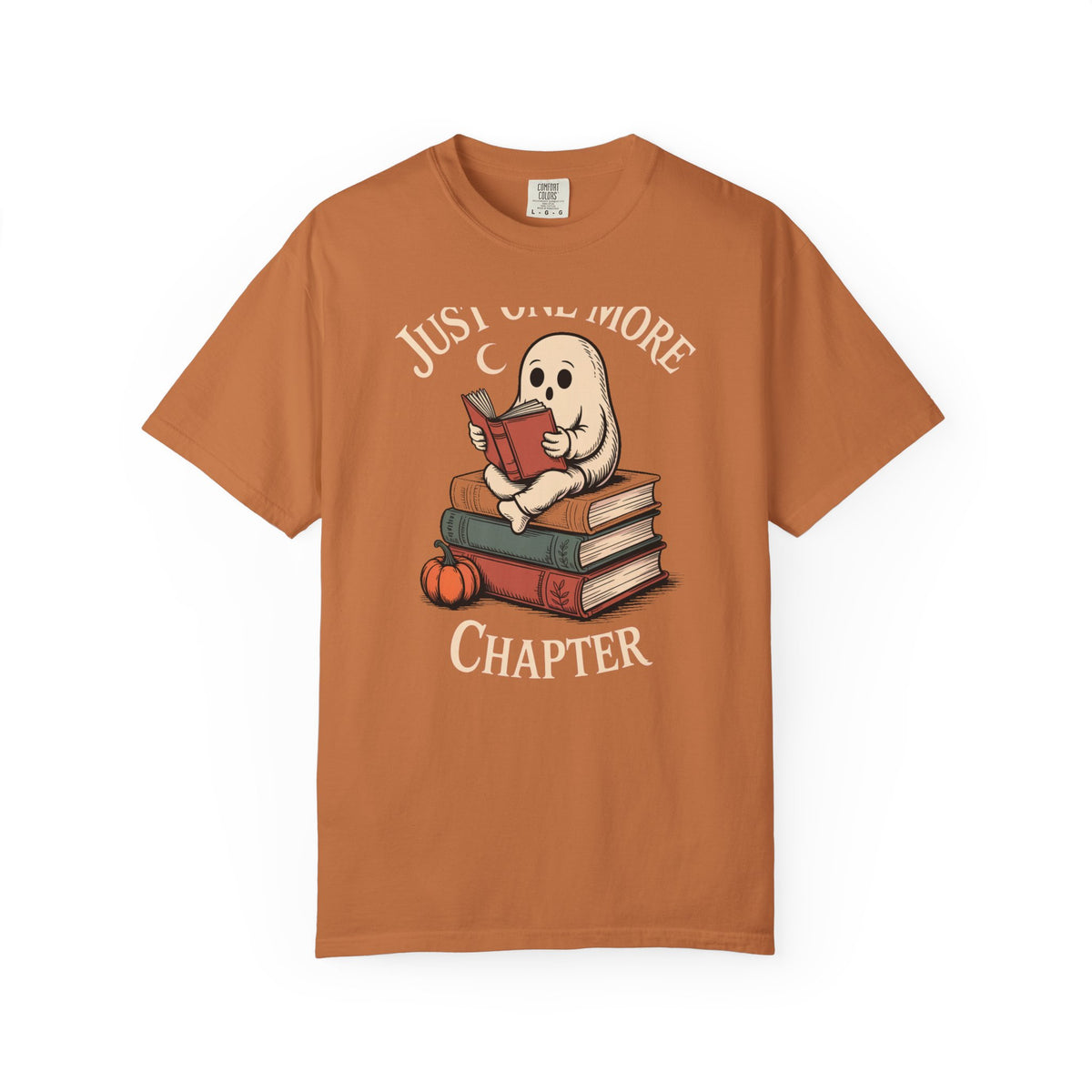 Just One More Chapter Ghost Shirt, Halloween Reading Tee, Bookworm Ghost T-Shirt, Cozy Spooky Season Gift for Book Lovers