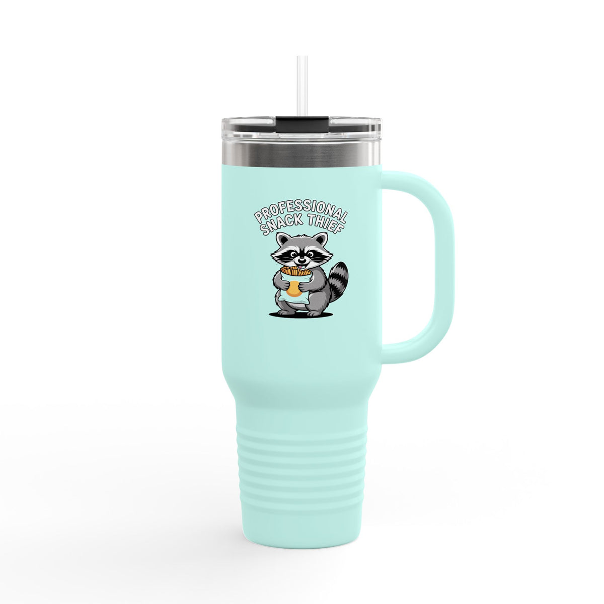 Professional Snack Thief Raccoon Travel Mug, Funny Raccoon Tumbler 40oz, Cute Chip Thief Gift, Snack Lover Insulated Cup With Straw