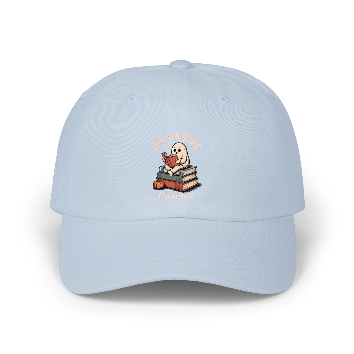 Just One More Chapter Ghost Dad Cap, Halloween Book Lover Hat, Spooky Season Reading Embroidered Cap, Cute Ghost Bookworm Gift