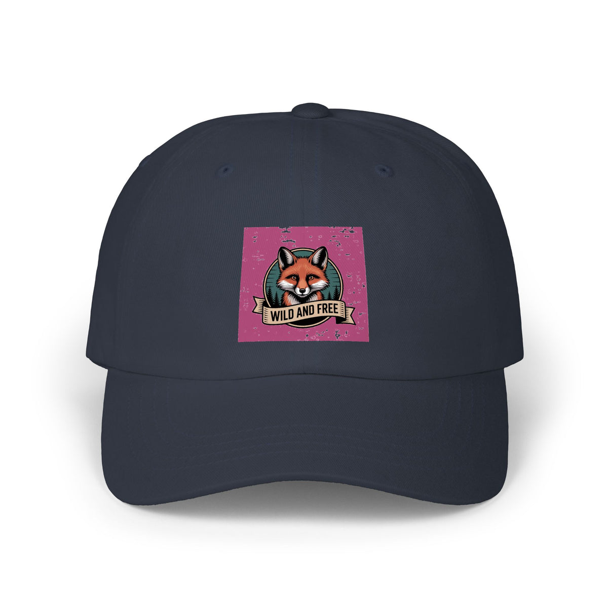 Retro Fox Dad Hat, Vintage Wildlife Badge Cap, Wild and Free Embroidered Hat, Outdoor Nature Lover Gift, Unstructured Baseball Cap