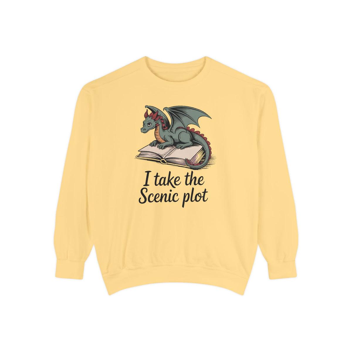 Fantasy Reader Sweatshirt, I Take The Scenic Plot, Dragon Book Lover Gift, Bookish Hobby Sweatshirt, Cute Dragon Reading Tee, Gift For Book…