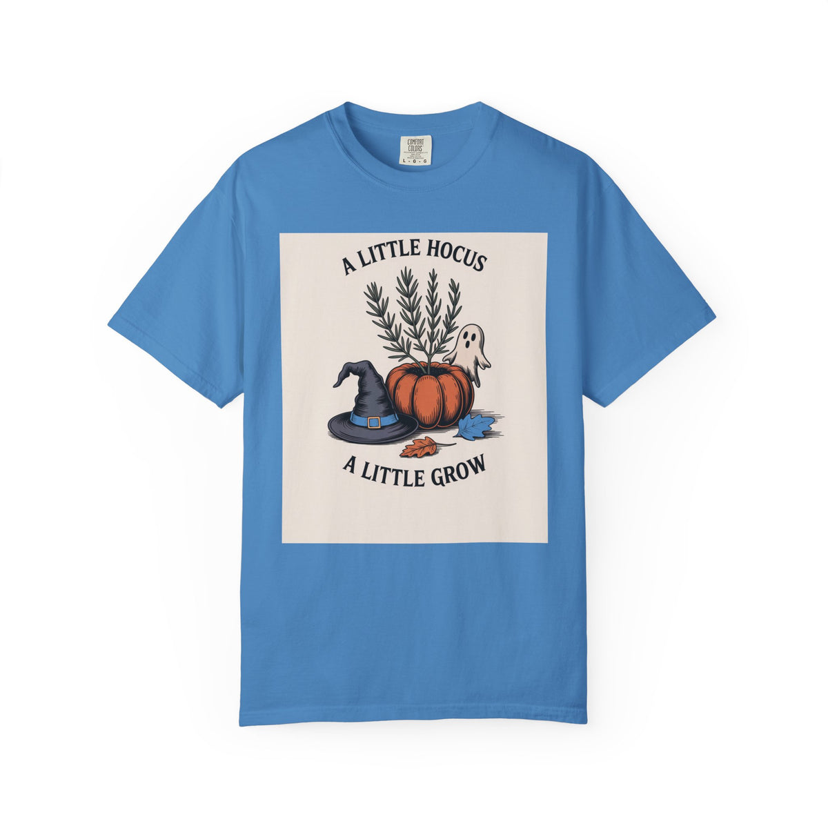 A Little Hocus A Little Grow Shirt, Halloween Botanical T-Shirt, Pumpkin Planter Witch Hat Ghost Tee, Cozy Fall Gift