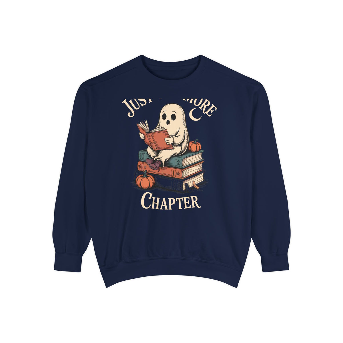 Just One More Chapter Ghost Sweatshirt, Halloween Reading Crewneck, Cozy Bookish Ghost Sweatshirt, Spooky Season Book Lover Gift