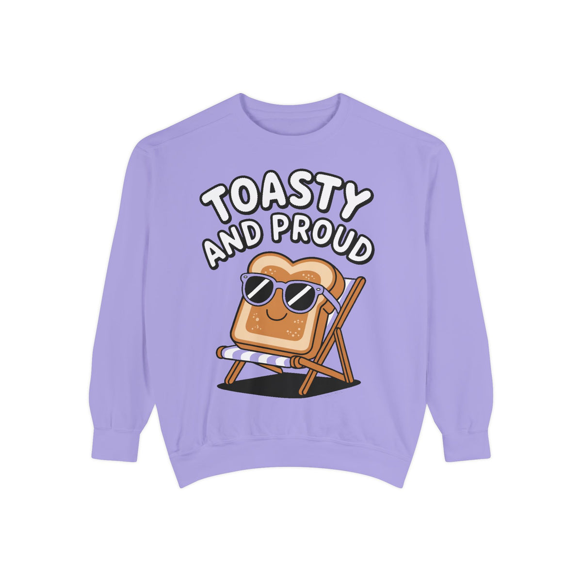 Toasty And Proud Sweatshirt, Funny Toast Bread Crewneck, Cute Beach Chair Toast Embroidered Sweatshirt, Funny Food Lover Gift