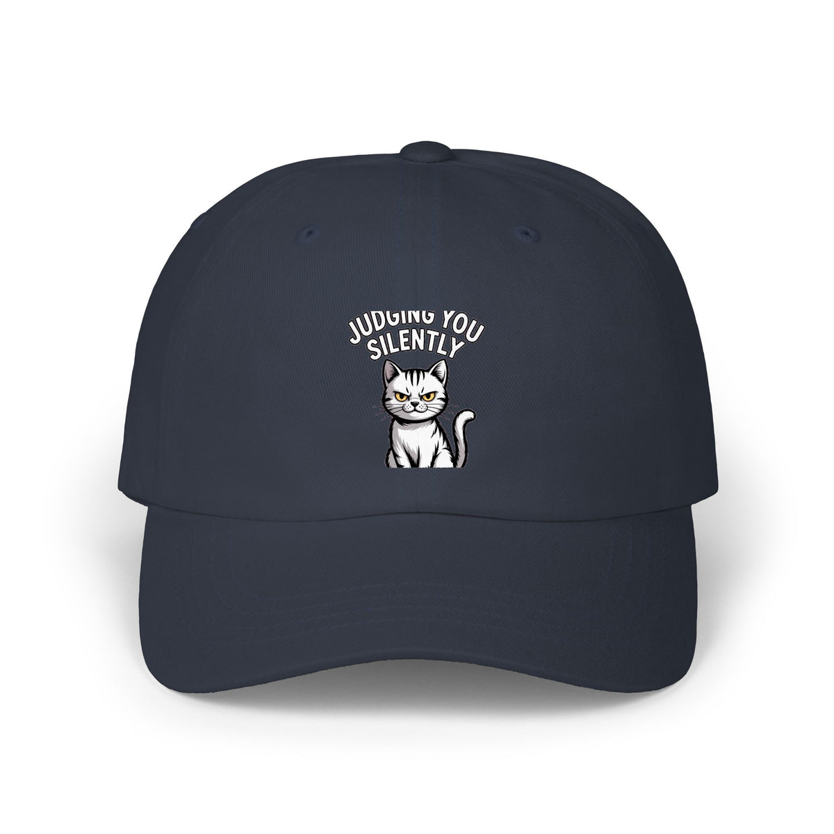 Judging You Silently Cat Dad Hat, Funny Cat Lover Cap, Sarcastic Cat Face Embroidered Hat, Cute Unimpressed Cat Baseball Cap Gift