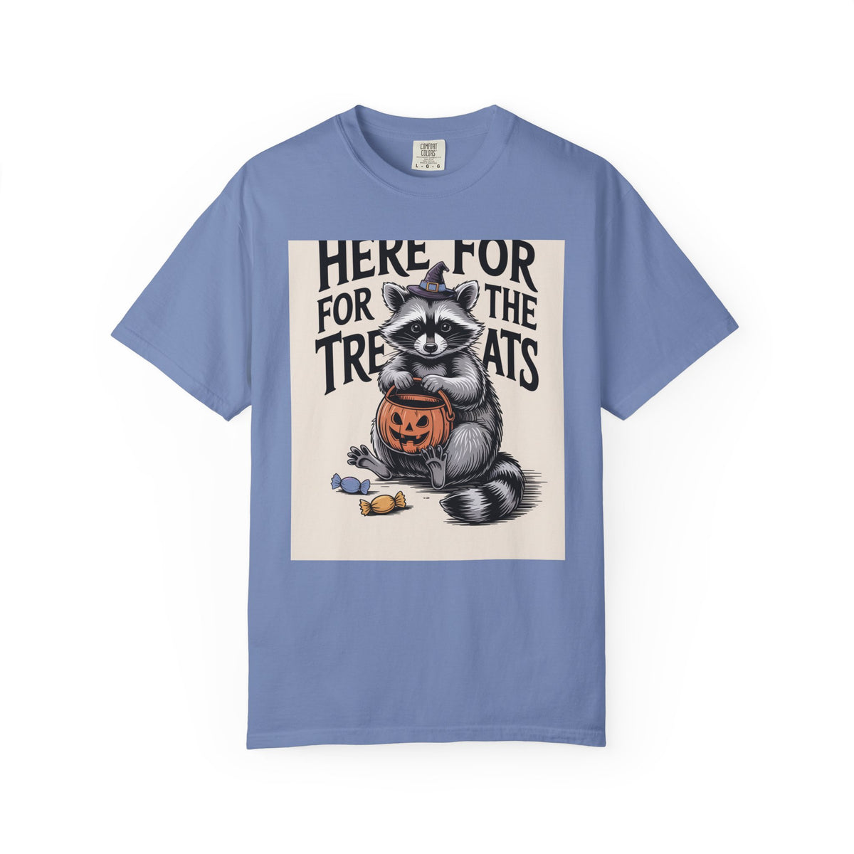 Here For The Treats Raccoon Shirt, Funny Halloween T-Shirt, Vintage Trick Or Treat Tee, Spooky Season Raccoon Gift