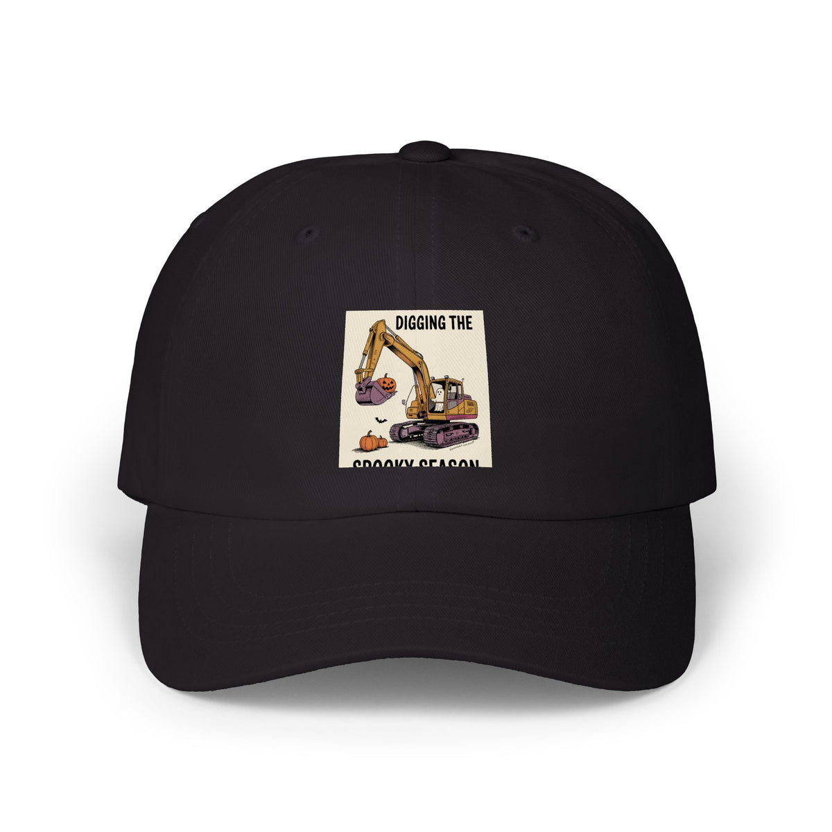 Digging The Spooky Season Dad Cap, Halloween Excavator Hat, Funny Pumpkin Ghost Cap, Construction Halloween Gift for Dad