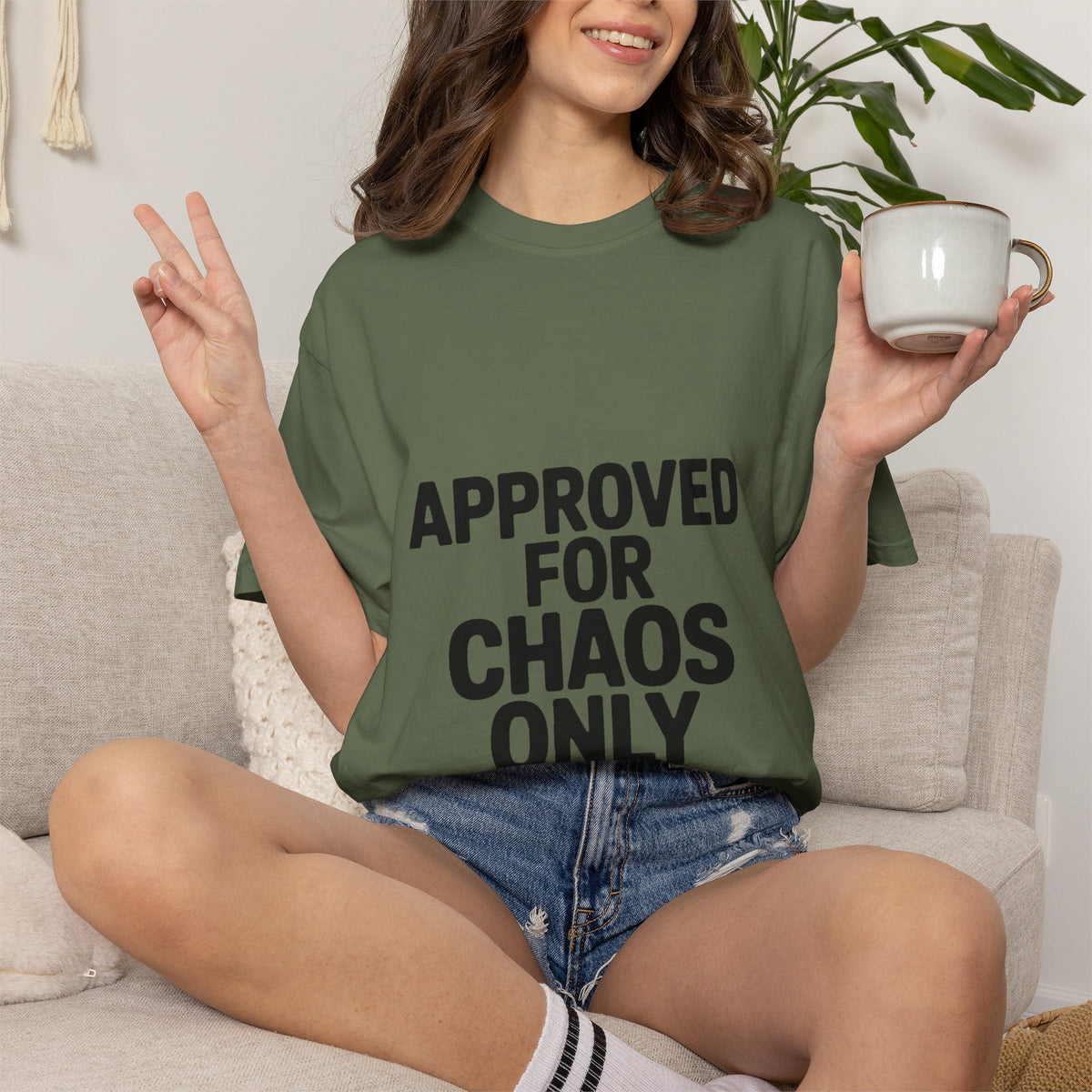 Approved For Chaos Only Shirt, Funny Bold Typography T-Shirt, Sarcastic Quote Tee, Chaotic Energy Shirt Gift