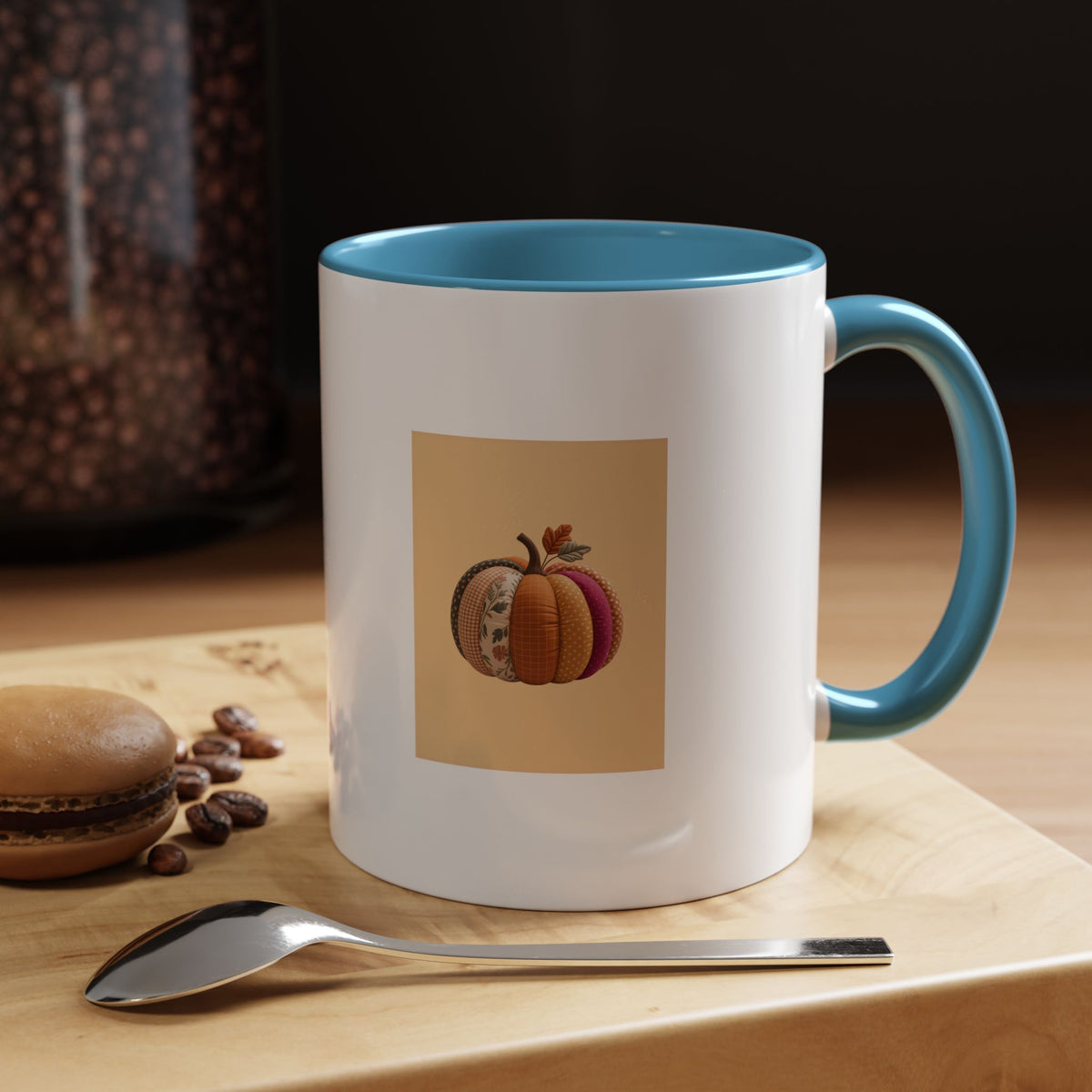Patchwork Pumpkin Mug, Fall Halloween Coffee Cup, Quilted Pumpkin Ceramic Mug, Cottagecore Autumn Gift, Cozy Halloween Season Mug