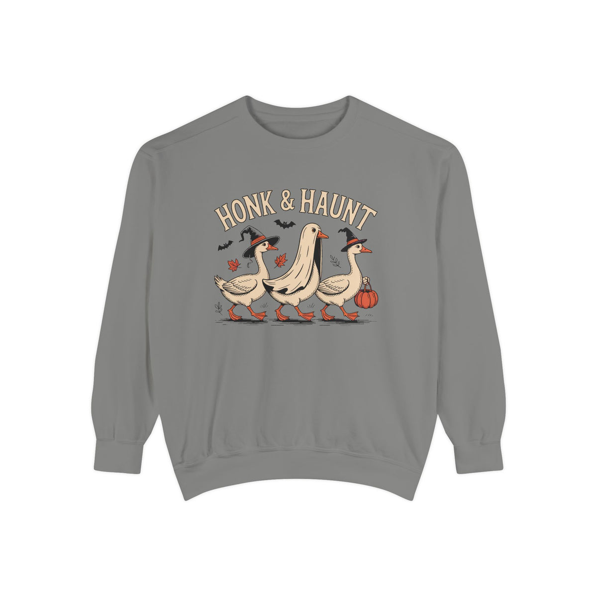 Honk & Haunt Geese Sweatshirt, Funny Halloween Goose Crewneck, Vintage Spooky Season Sweatshirt, Bird Lover Halloween Gift