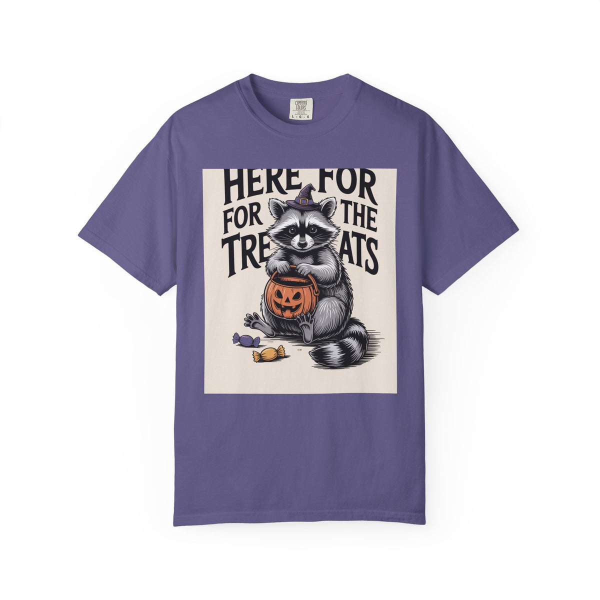 Here For The Treats Raccoon Shirt, Funny Halloween T-Shirt, Vintage Trick Or Treat Tee, Spooky Season Raccoon Gift