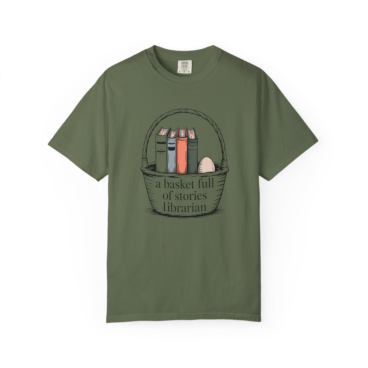 Librarian Shirt, A Basket Full Of Stories, Easter Gift For School Librarian, Library Easter Tee, Funny Librarian T-Shirt, Book Lover Gift