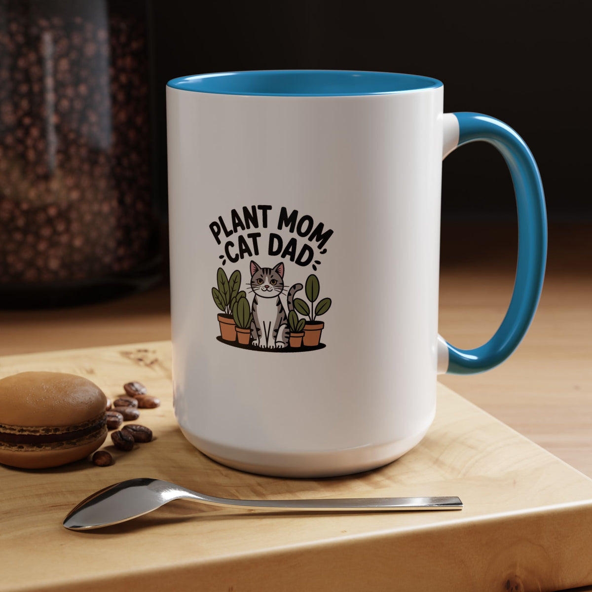 Plant Mom Cat Dad Mug, Funny Cat Plant Lover Gift, Cute Cat with Plants Coffee Mug, Plant Mom Gift, Crazy Plant Lady Mug