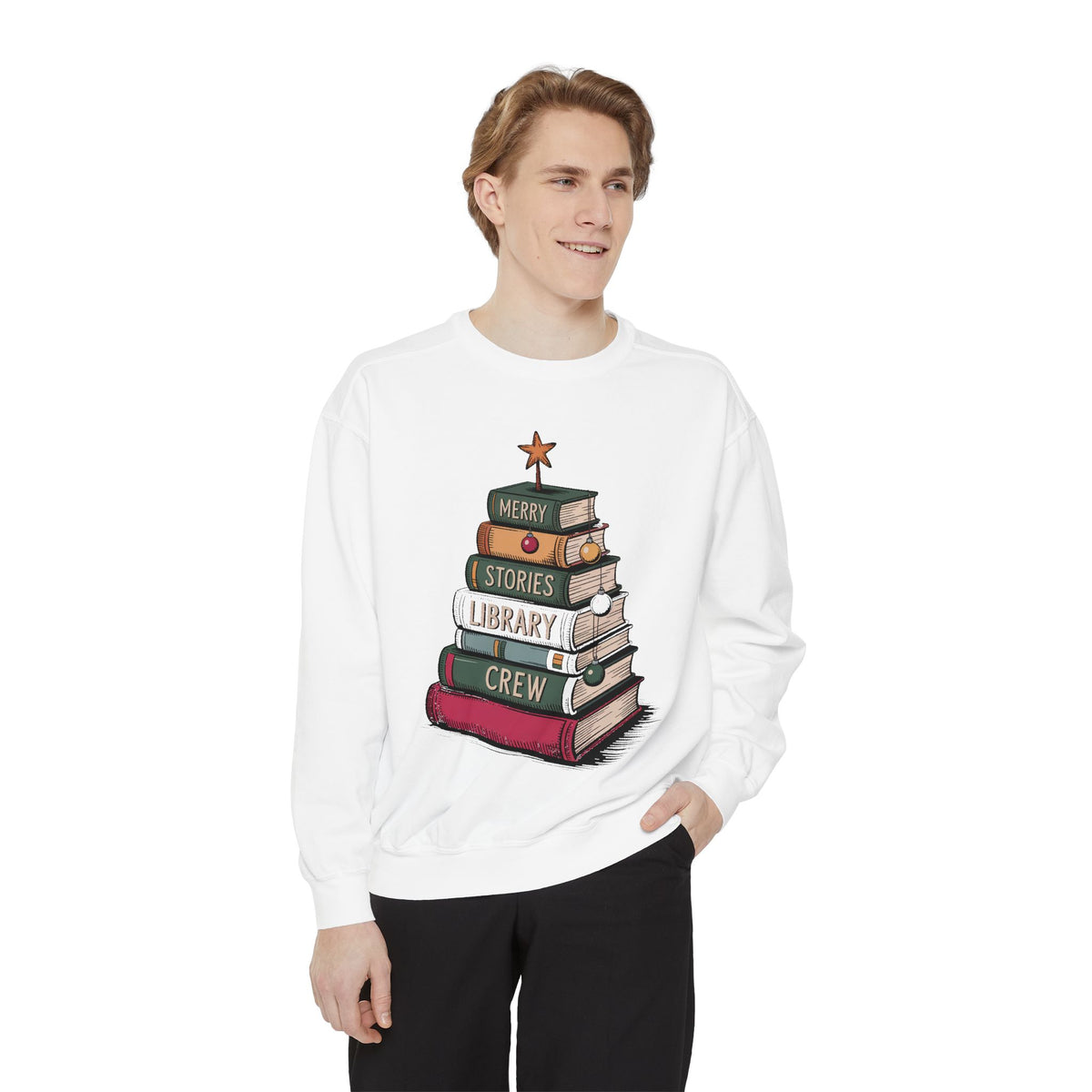Librarian Christmas Sweatshirt, Library Crew Gift, Merry Stories Crewneck, Christmas Gift For Librarian, Book Lover Holiday Sweatshirt, Lib…