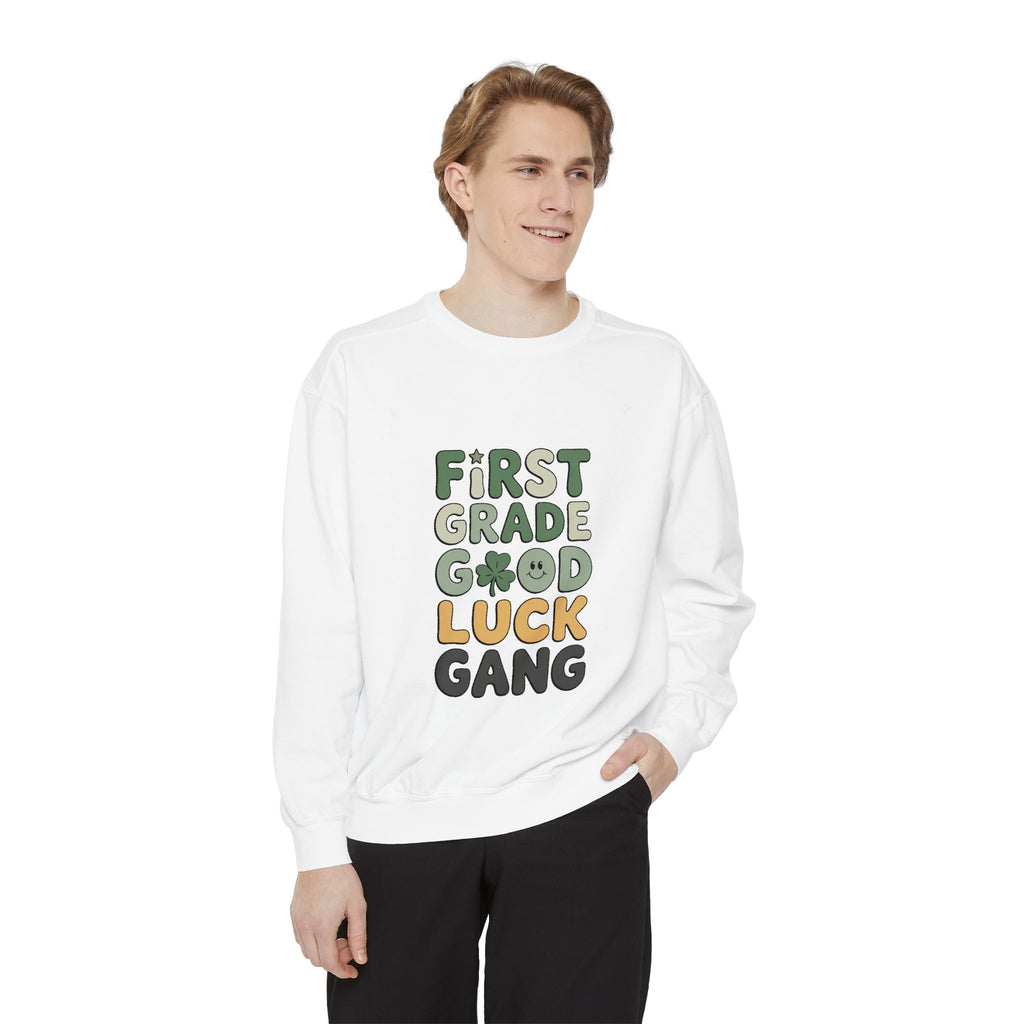 First Grade Teacher Sweatshirt, St Patrick's Day Good Luck Gang, First Grade Teacher Gift, Shamrock Teacher Crewneck, Lucky Teacher Tee