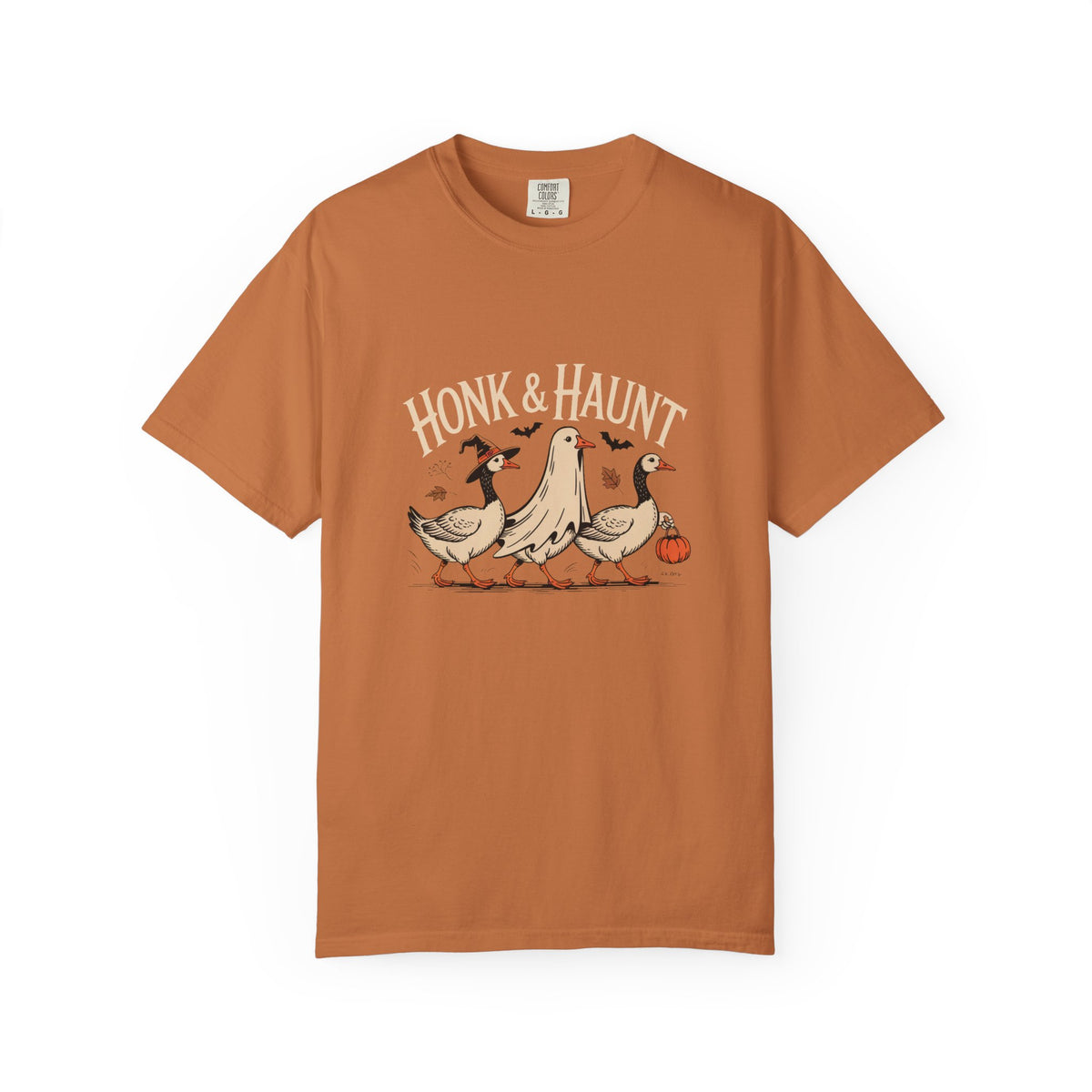 Honk & Haunt Geese Halloween Shirt, Funny Goose Halloween Tee, Vintage Spooky Season T-Shirt, Witch Ghost Goose Gift