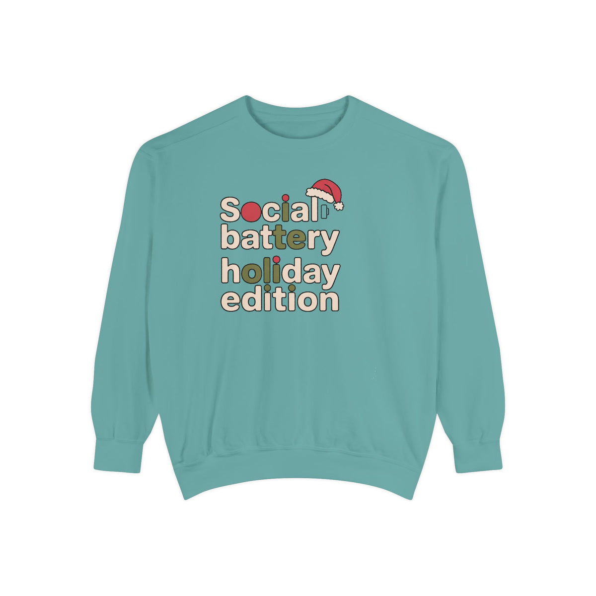Social Battery Low Sweatshirt, Funny Christmas Gift For Introverts, Socially Tired Holiday Edition Crewneck, Anti Social Xmas Sweater