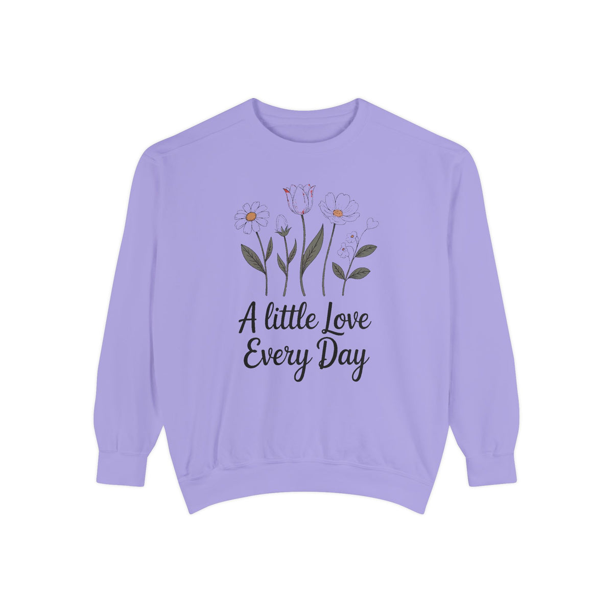 Mom Valentine's Sweatshirt, A Little Love Every Day, Floral Valentine Gift For Sister Friend, Embroidered Crewneck Sweatshirt