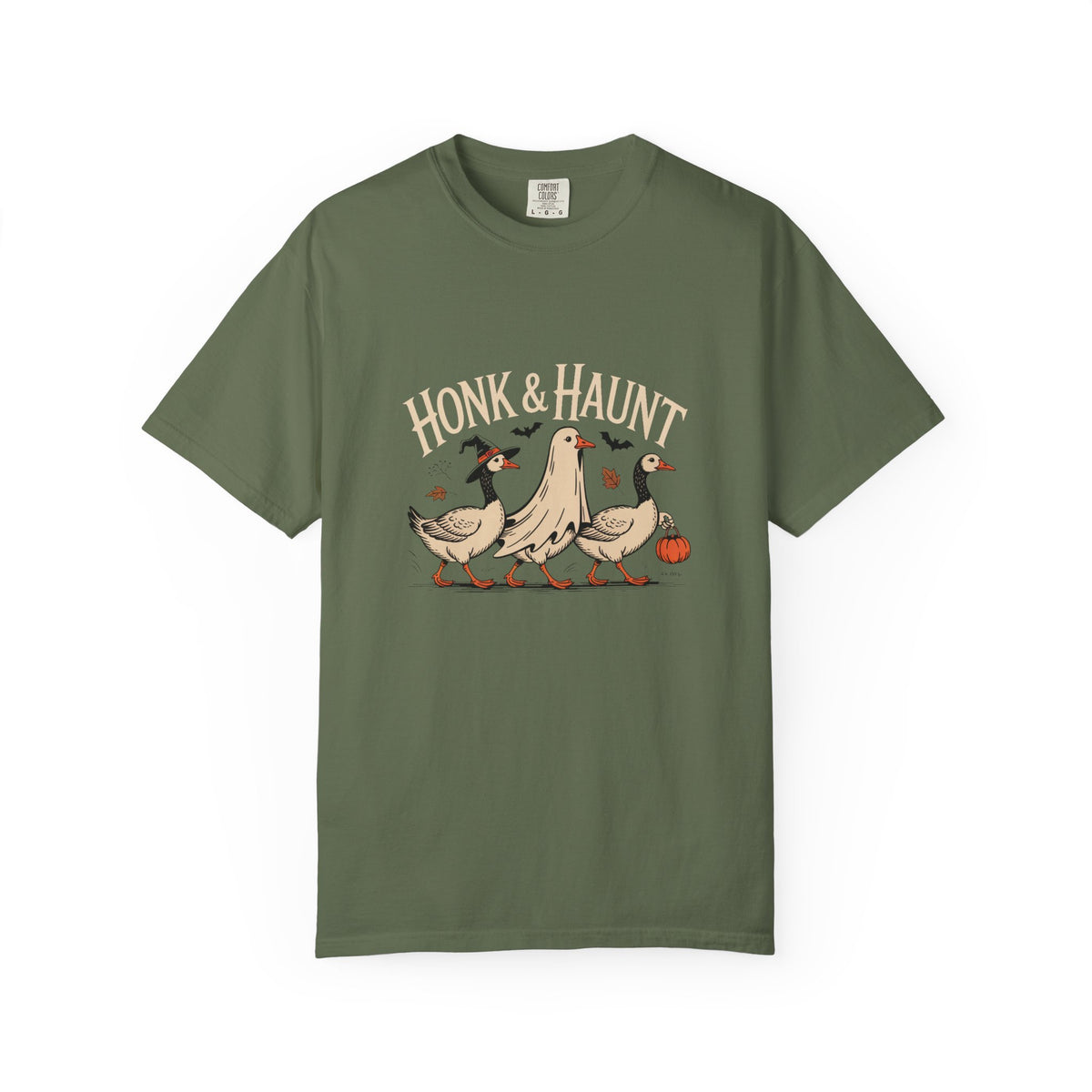 Honk & Haunt Geese Halloween Shirt, Funny Goose Halloween Tee, Vintage Spooky Season T-Shirt, Witch Ghost Goose Gift