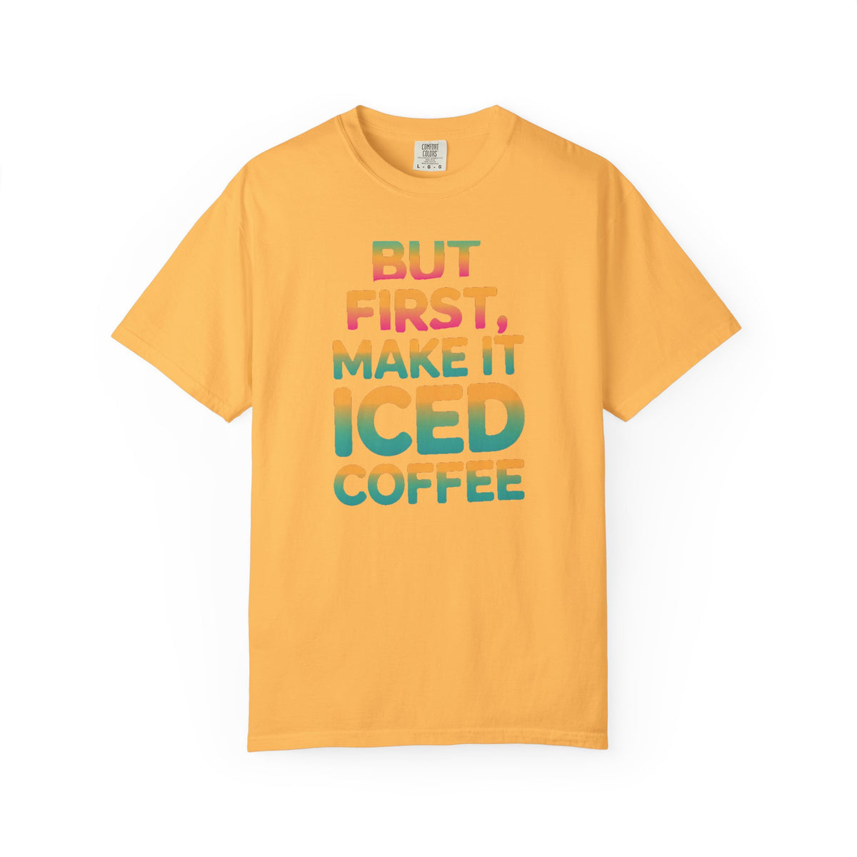 But First Make It Iced Coffee Shirt, Retro Gradient Coffee Lover Tee, Funny Iced Coffee Addict T-Shirt, Cute Summer Gift