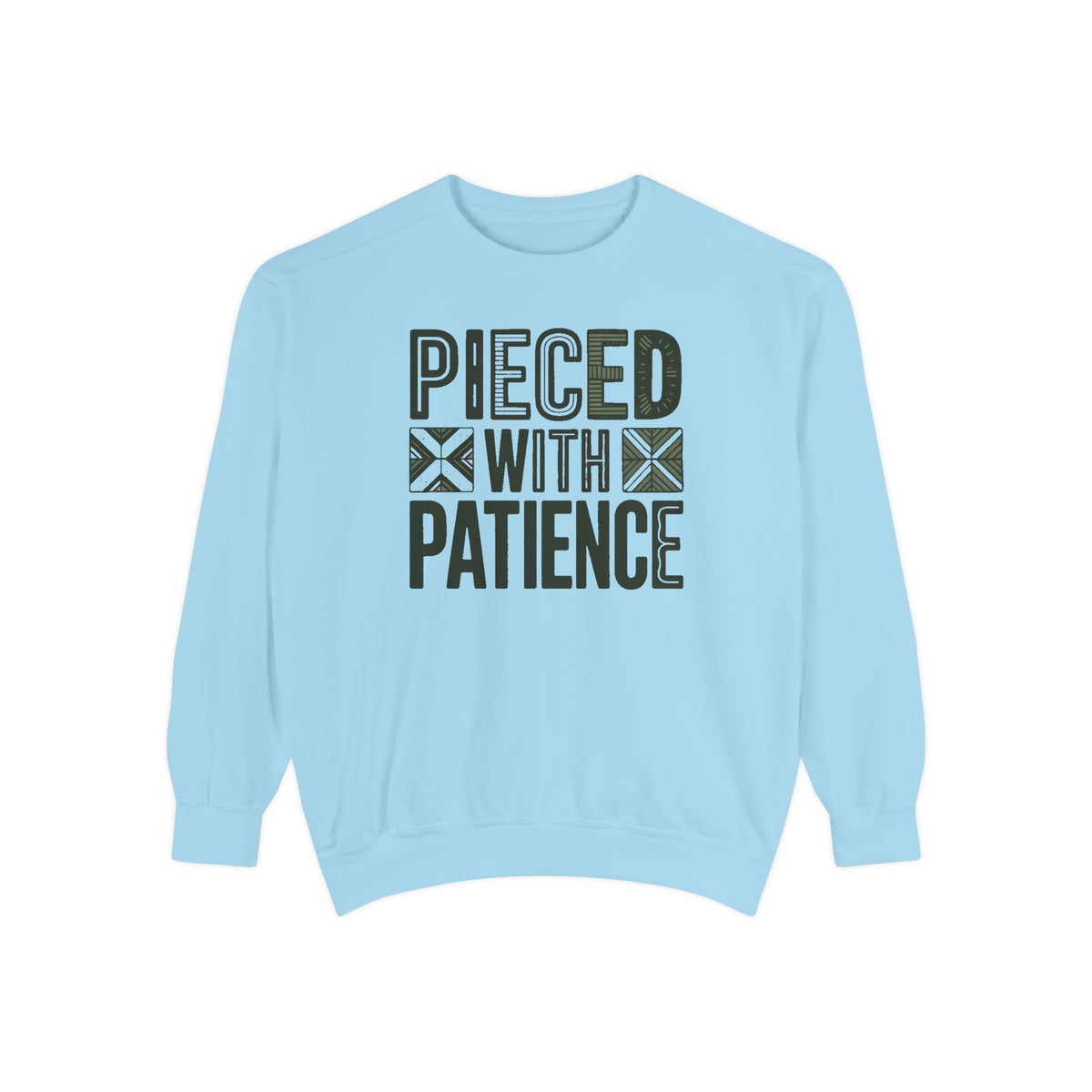 Quilting Sweatshirt, Pieced With Patience Crewneck, Gift For Quilter, Quilting Hobby Sweatshirt, Patchwork Lover Gift, Quilt Block Crewneck
