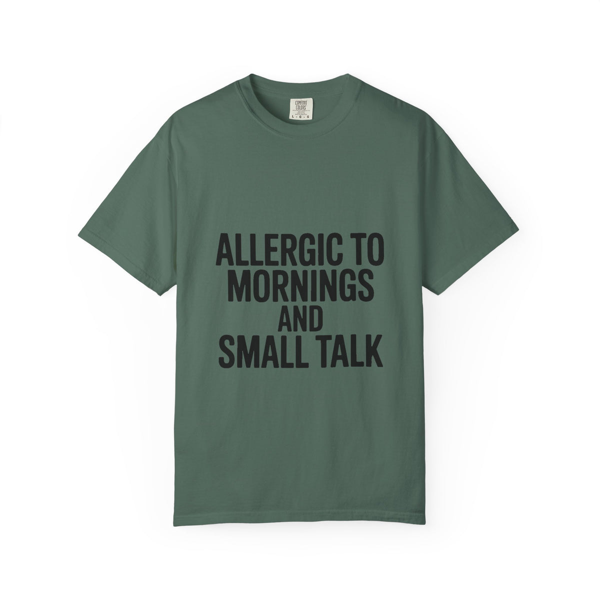 Allergic To Mornings And Small Talk Shirt, Funny Sarcastic T-Shirt, Introvert Gift, Bold Typography Tee for Coffee Lovers