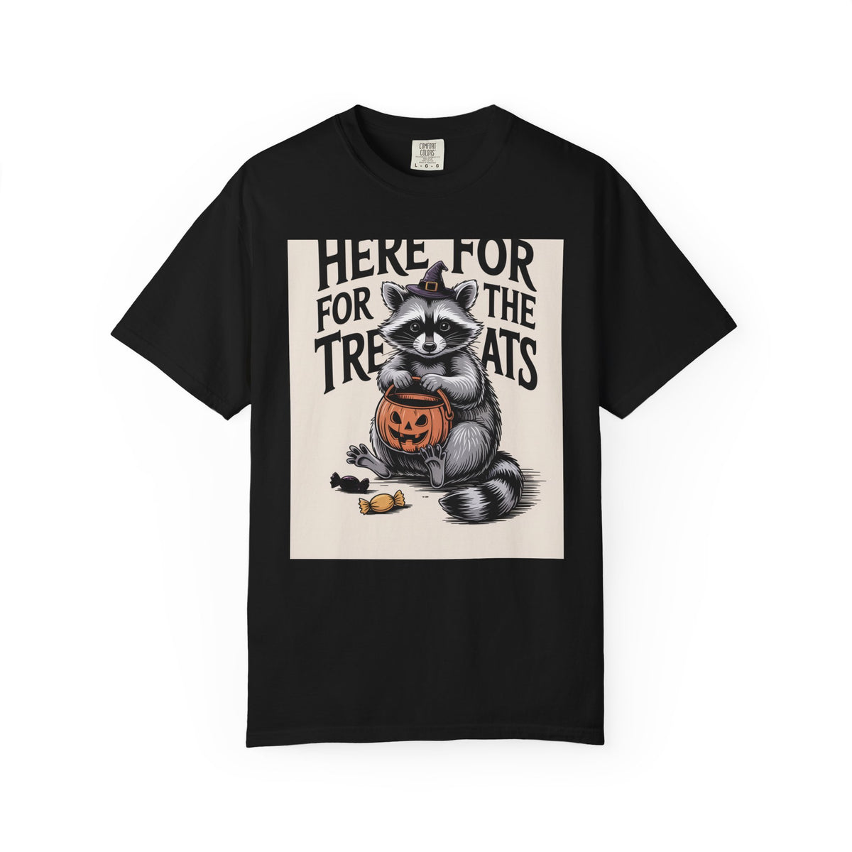 Here For The Treats Raccoon Shirt, Funny Halloween T-Shirt, Vintage Trick Or Treat Tee, Spooky Season Raccoon Gift