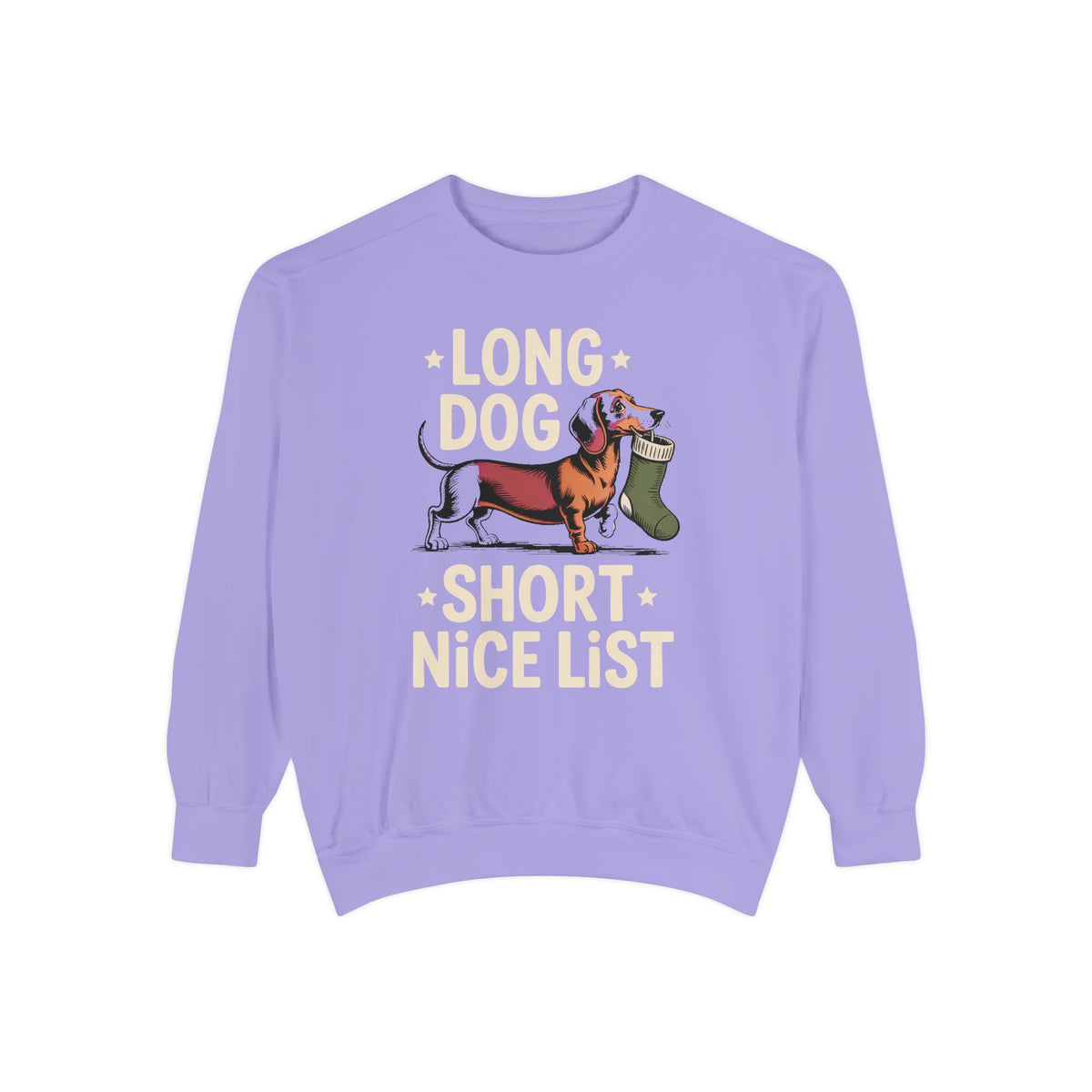Dachshund Lover Sweatshirt, Funny Christmas Gift For Dog Mom, Long Dog Short Nice List Crewneck, Dachshund Christmas Sweatshirt, Weiner Dog…