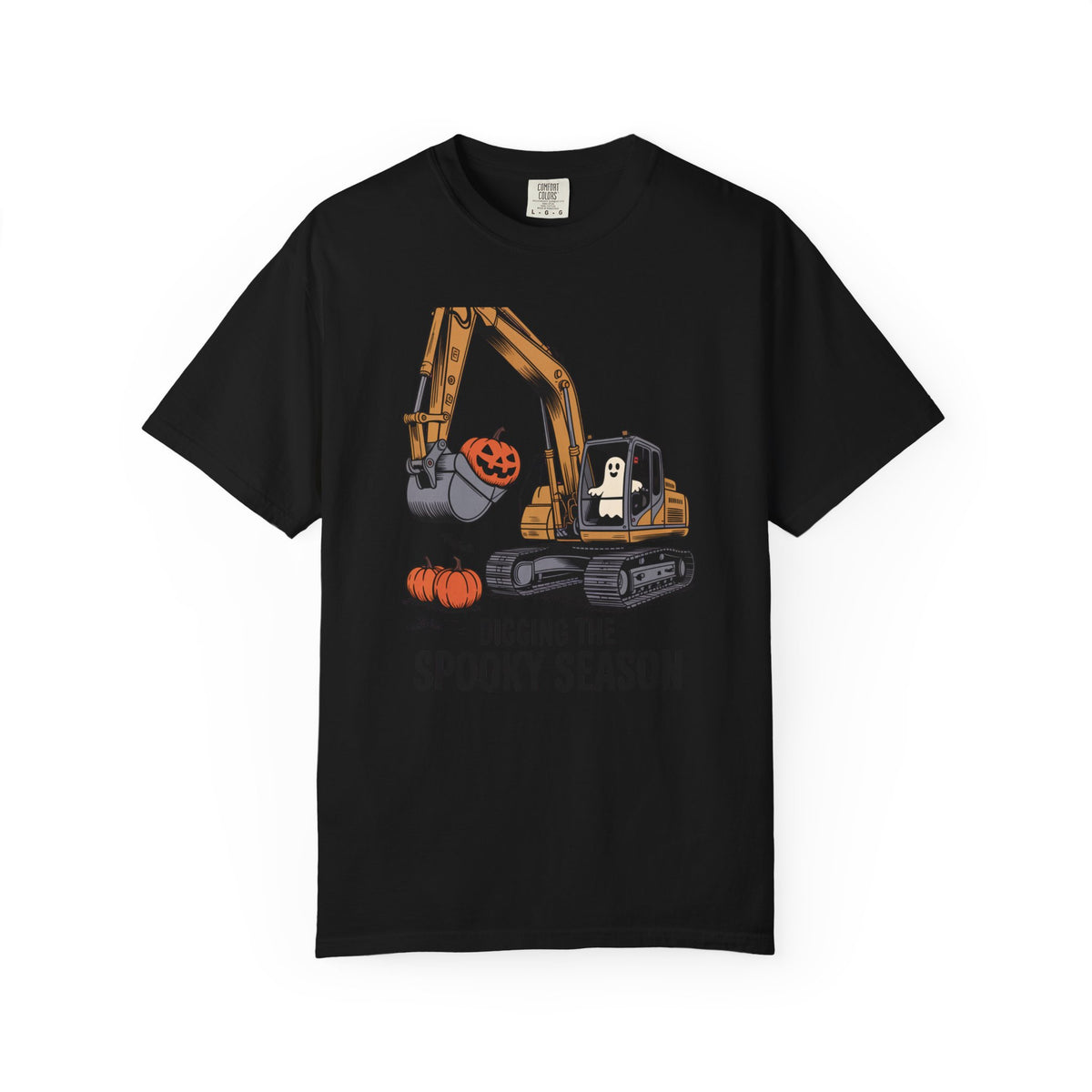 Digging The Spooky Season Excavator Shirt, Funny Halloween Construction Tee, Ghost Pumpkin Halloween T-Shirt, Excavator Lover Gift