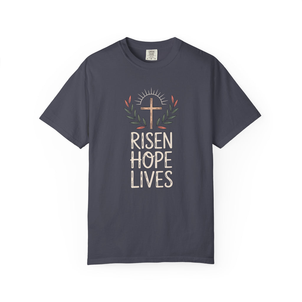 Christian Easter Shirt, Risen Hope Lives Tee, He Is Risen Gift, Religious Easter T-Shirt, Faith Based Easter Gift, Cross Shirt For Easter S…