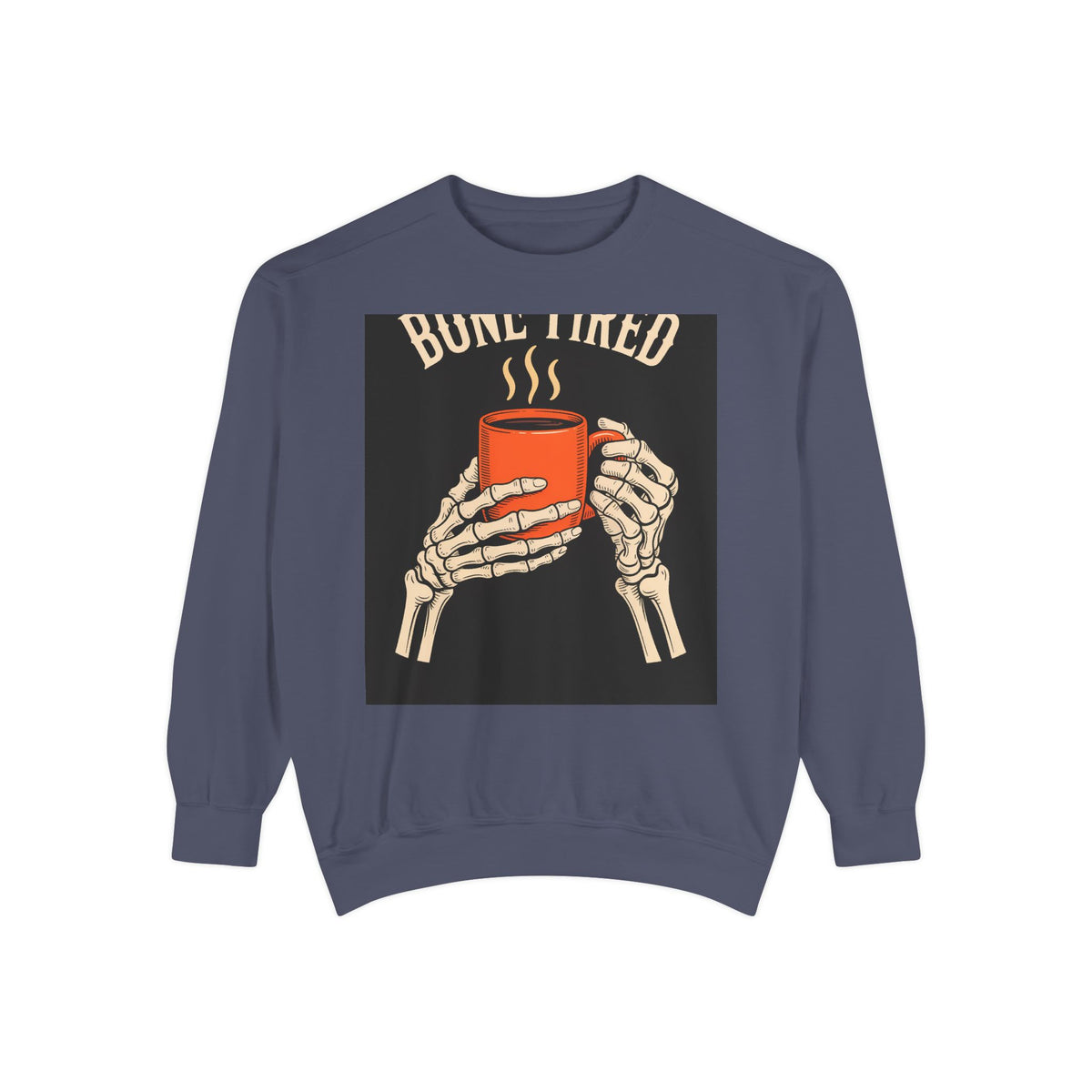 Bone Tired Coffee Skeleton Sweatshirt, Halloween Coffee Lover Crewneck, Funny Skeleton Hands Mug Shirt, Spooky Season Gift