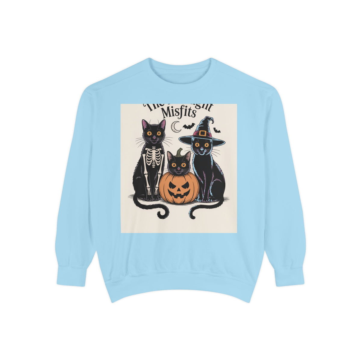 Halloween Black Cat Sweatshirt, Funny Cat Halloween Crewneck, Spooky Season Tee, The Midnight Misfits Cats Costume Shirt Gift