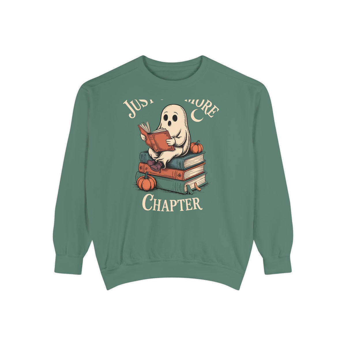 Just One More Chapter Ghost Sweatshirt, Halloween Reading Crewneck, Cozy Bookish Ghost Sweatshirt, Spooky Season Book Lover Gift