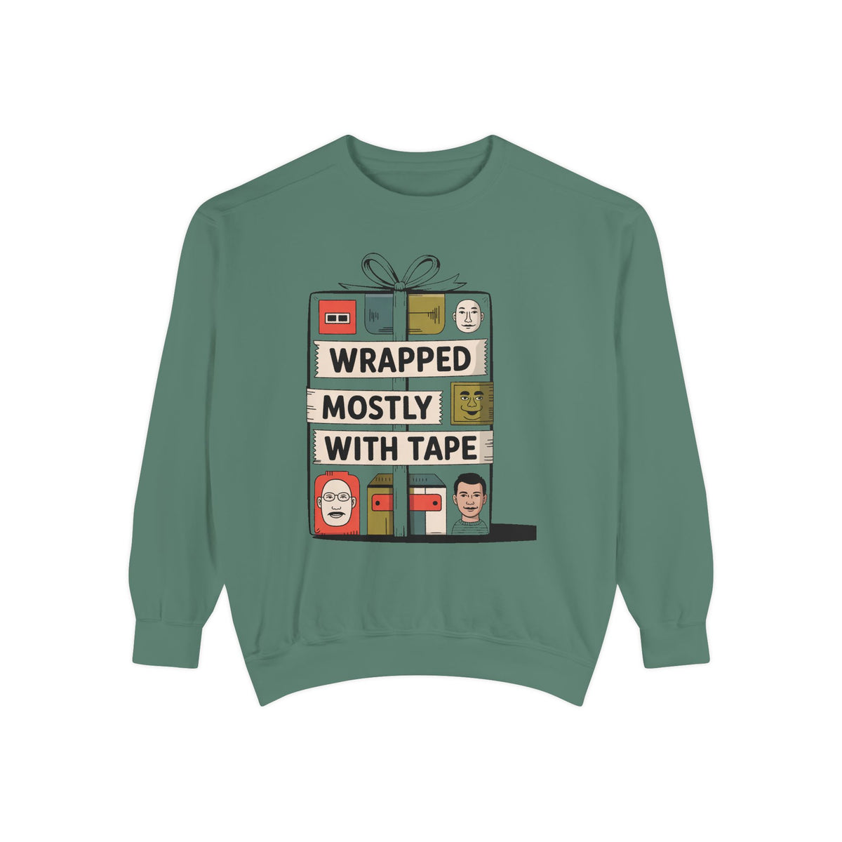 Gift Wrapper Sweatshirt, Wrapped Mostly With Tape Funny Christmas Crewneck, Funny Gift Wrapping Humor Sweater, Holiday Gift For Bad Wrapper