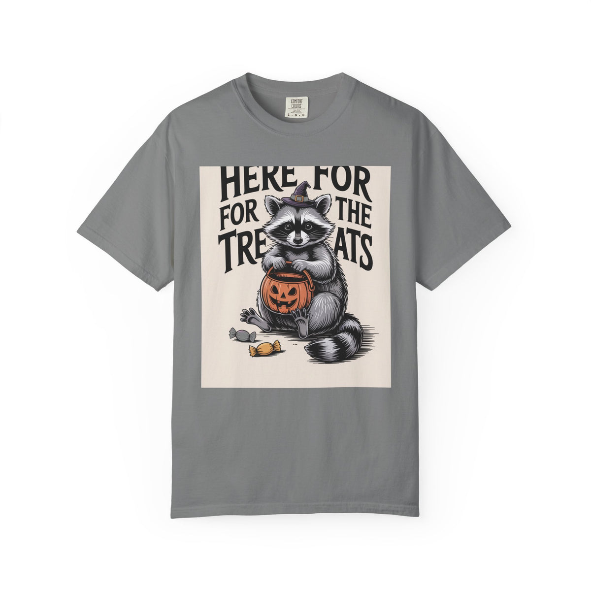 Here For The Treats Raccoon Shirt, Funny Halloween T-Shirt, Vintage Trick Or Treat Tee, Spooky Season Raccoon Gift