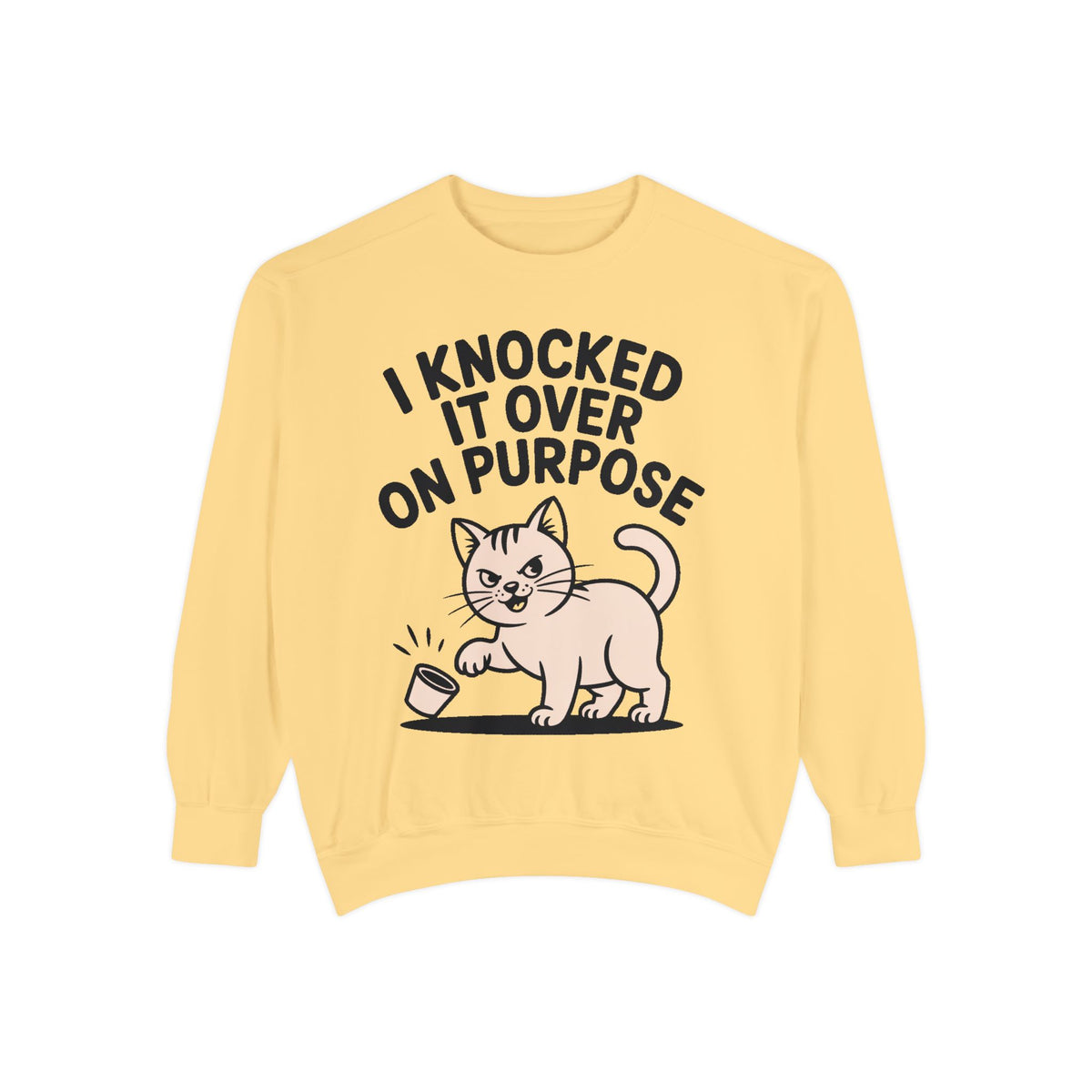 Funny Cat Sweatshirt, I Knocked It Over On Purpose Crewneck, Cute Cat Lover Gift, Embroidered Patch Style Cat Sweatshirt