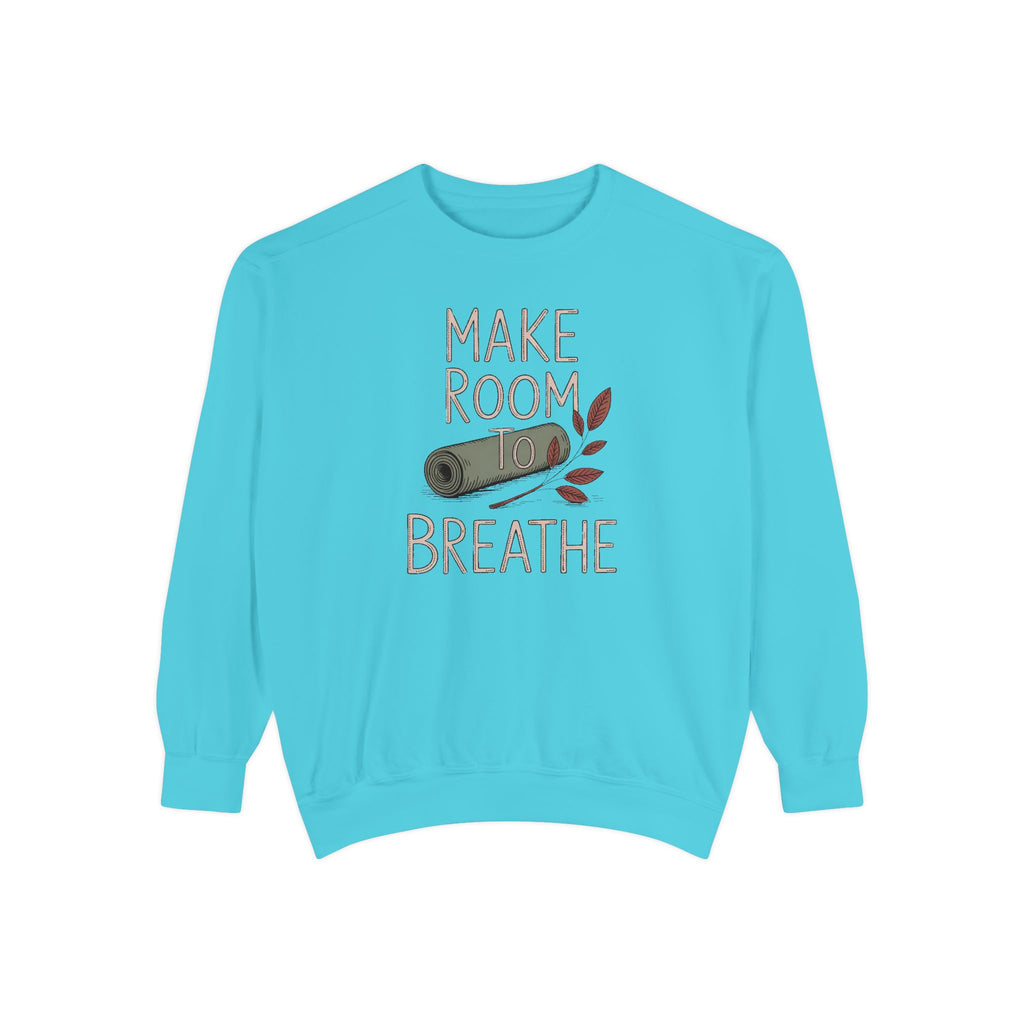 Yoga Lover Sweatshirt, Make Room To Breathe Crewneck, Yoga Hobby Gift, Embroidered Yoga Sweatshirt, Mindfulness Gift For Her, Yogi Pullover