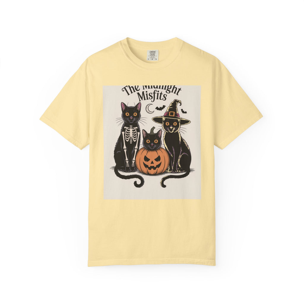 The Midnight Misfits Cats Halloween Shirt, Funny Black Cat Costume Tee, Spooky Season Portrait T-Shirt, Cat Lover Gift