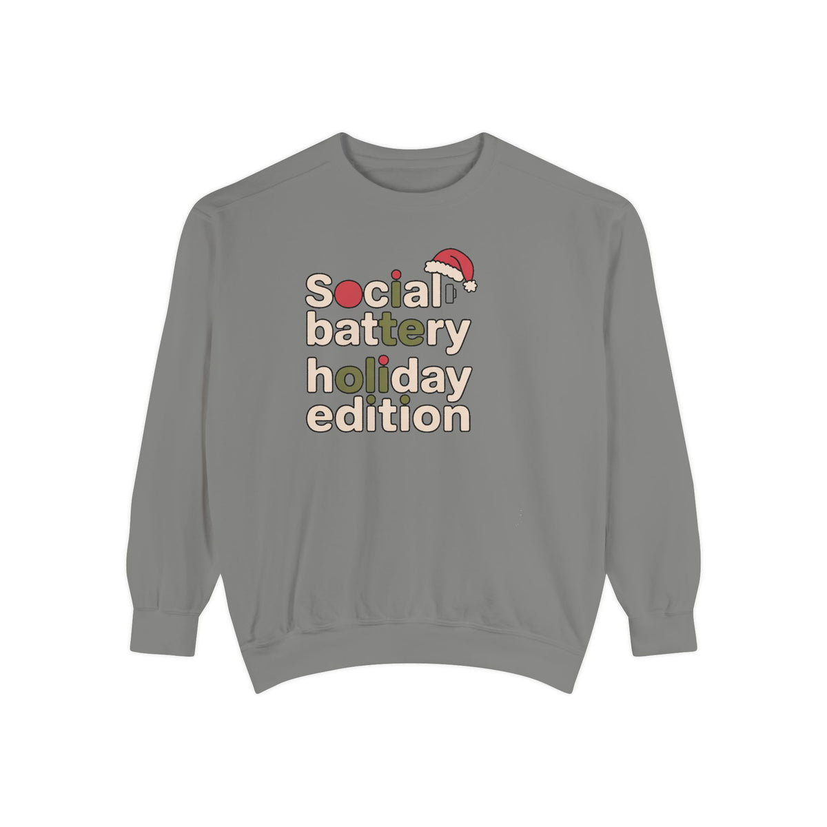 Social Battery Low Sweatshirt, Funny Christmas Gift For Introverts, Socially Tired Holiday Edition Crewneck, Anti Social Xmas Sweater