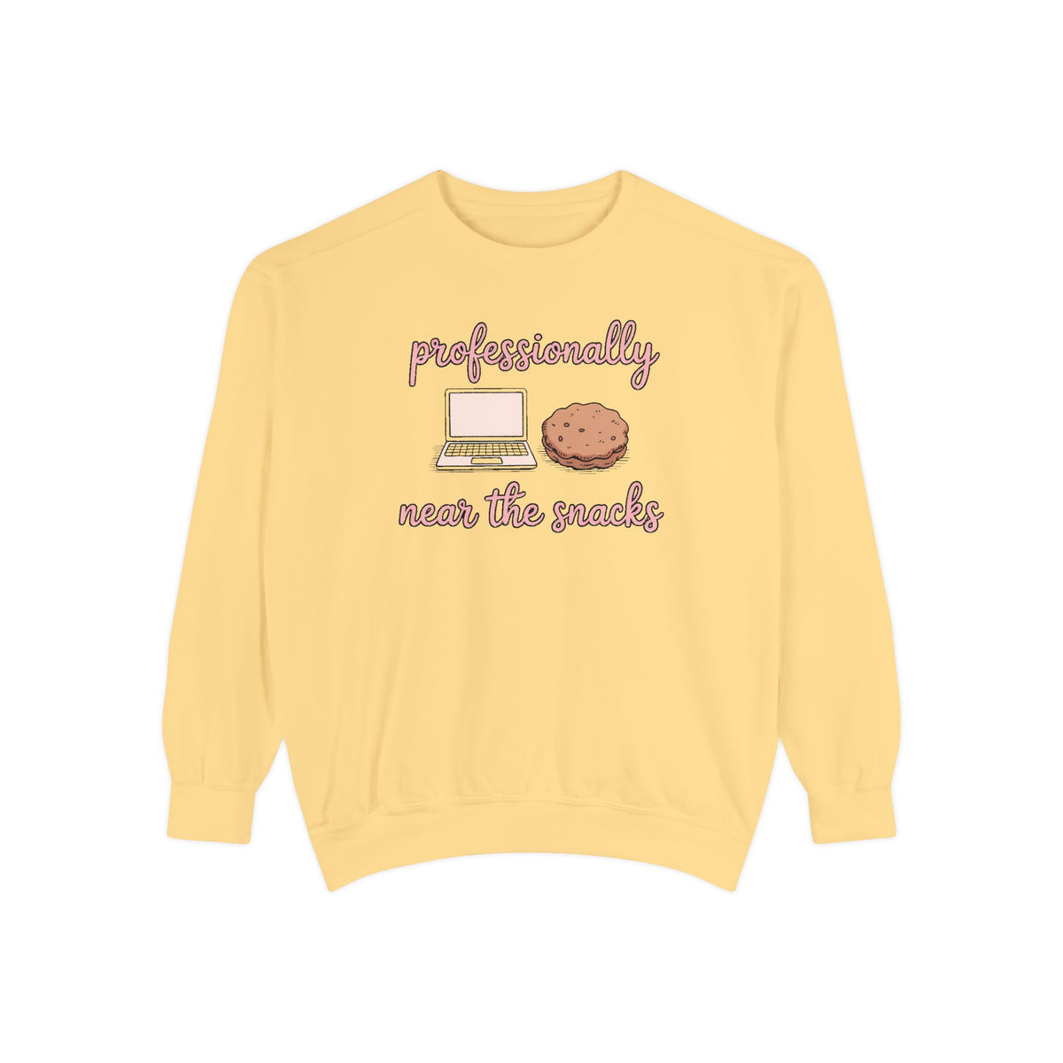 Remote Worker Sweatshirt, Professionally Near The Snacks, Funny Work From Home Gift, Sarcastic Office Crewneck, Coworker Christmas Gift, WF…