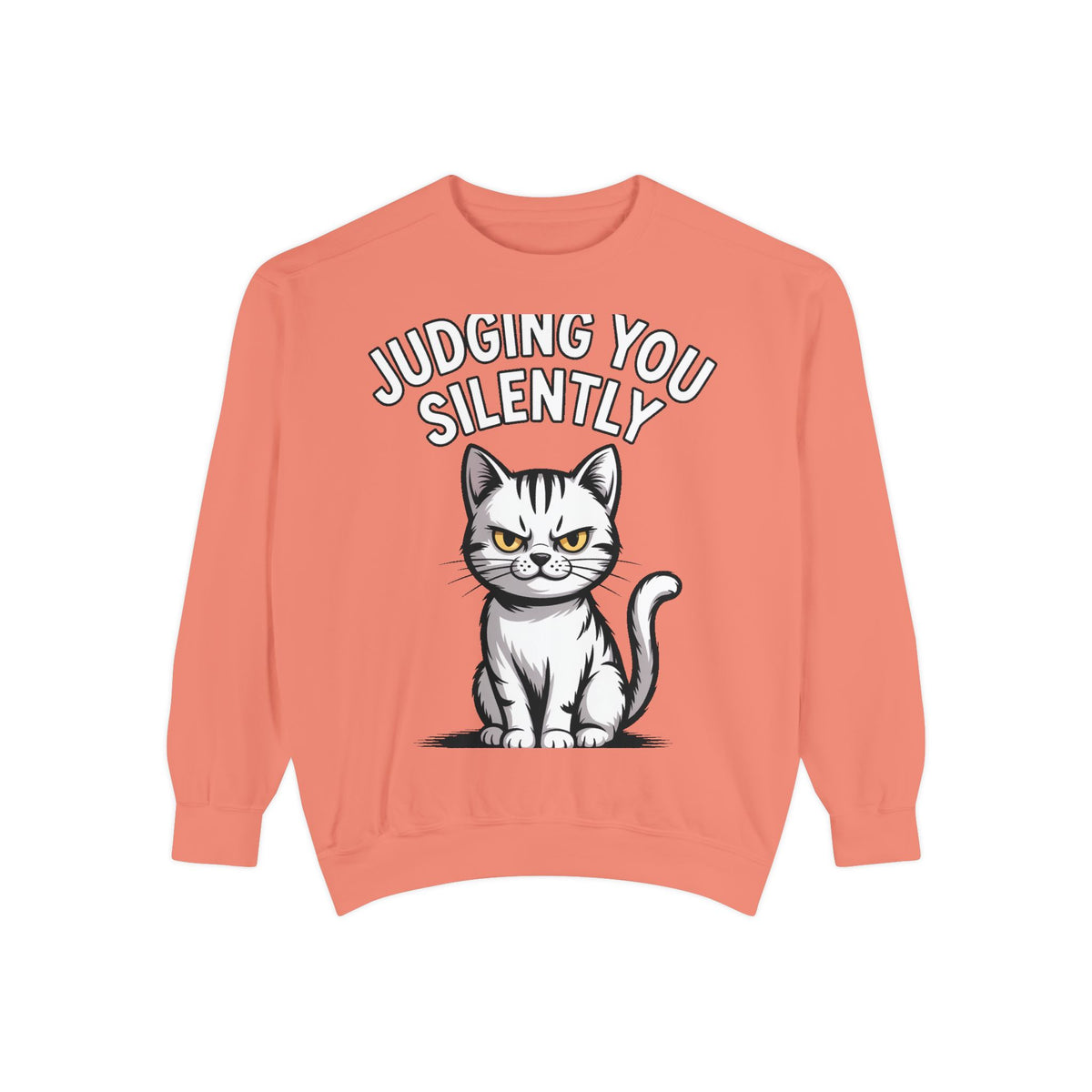 Judging You Silently Cat Sweatshirt, Funny Cat Lover Crewneck, Sarcastic Cat Embroidered Patch Style Sweatshirt, Cute Cat Gift