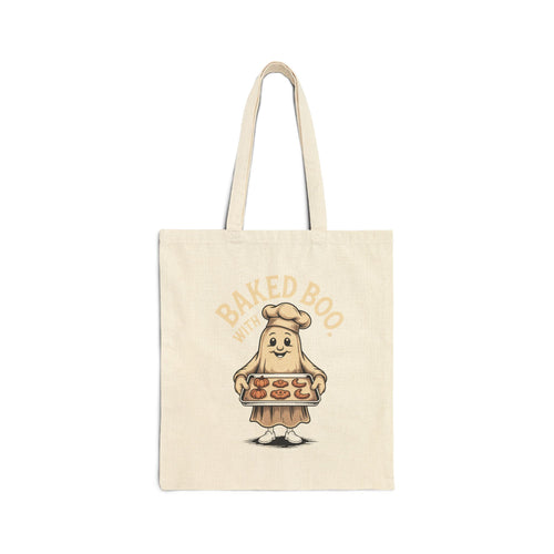 Baked With Boo Ghost Tote Bag, Halloween Baking Tote, Cute Ghost Cookies Bag, Fall Bakery Canvas Tote, Halloween Gift for Bakers