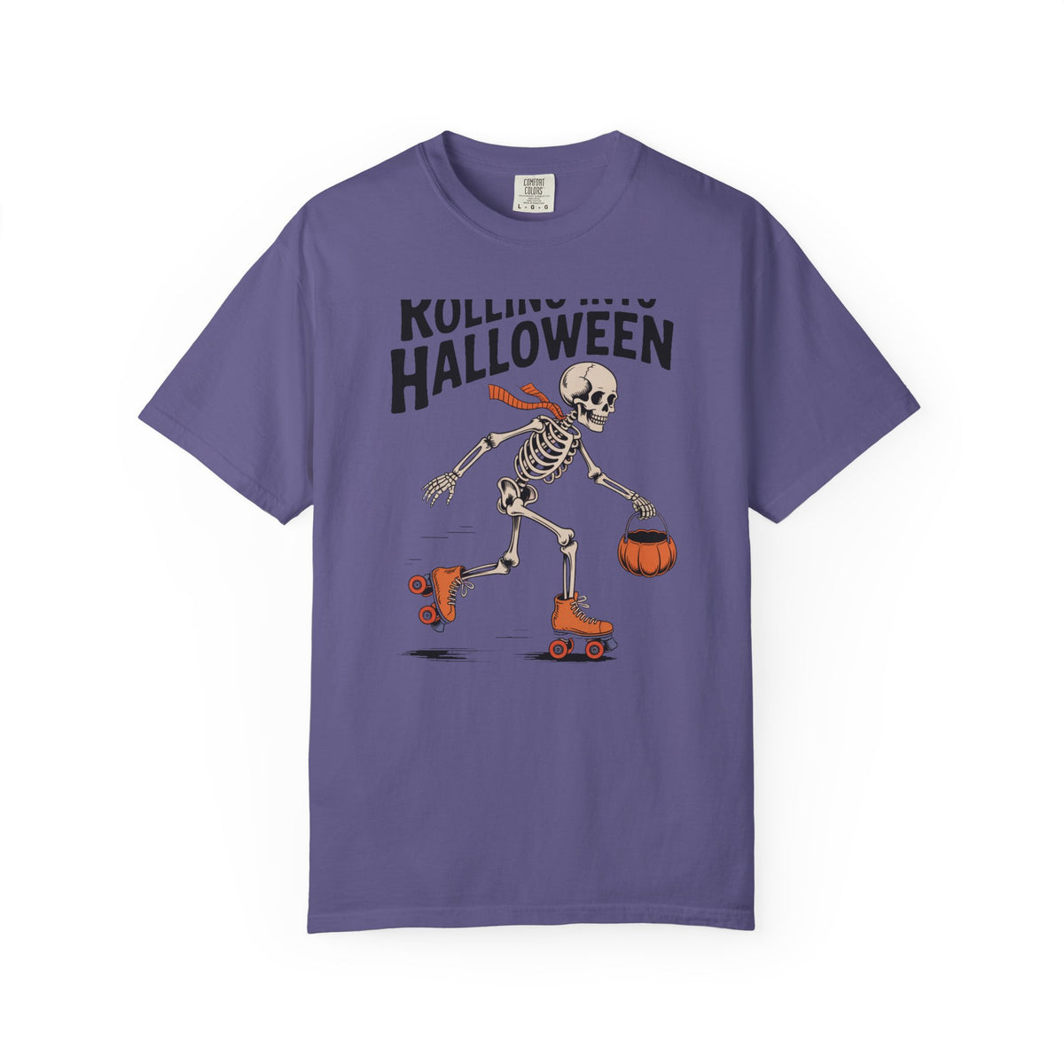Rolling Into Halloween Skeleton Shirt, Retro Roller Skate Skeleton Tee, Funny Halloween T-Shirt, Vintage Spooky Season Gift