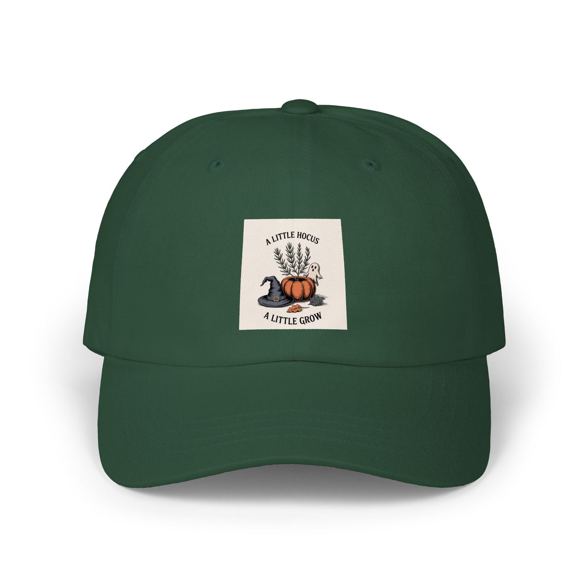 A Little Hocus A Little Grow Dad Cap, Halloween Botanical Hat, Witch Hat Pumpkin Planter Cap, Cozy Fall Embroidered Hat Gift
